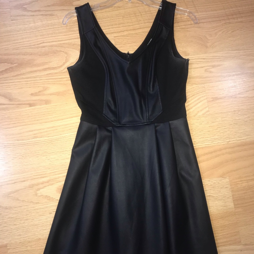 Black leather and cloth dress